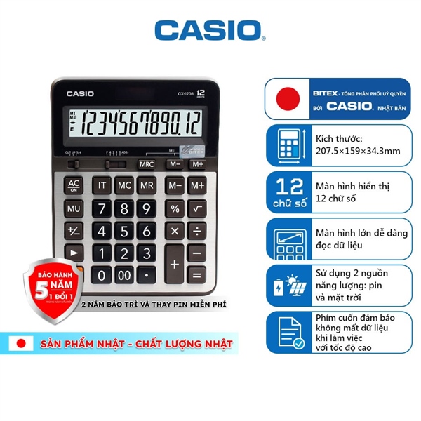 [CHÍNH HÃNG BITEX] Máy tính Casio GX 120B hiển thị 12 số