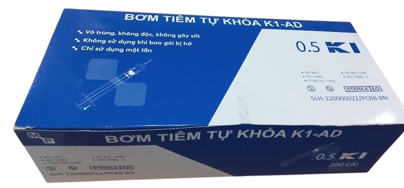 Bơm tiêm 0.5ml tự khóa kim 25Gx1 (Hộp 200 cái)