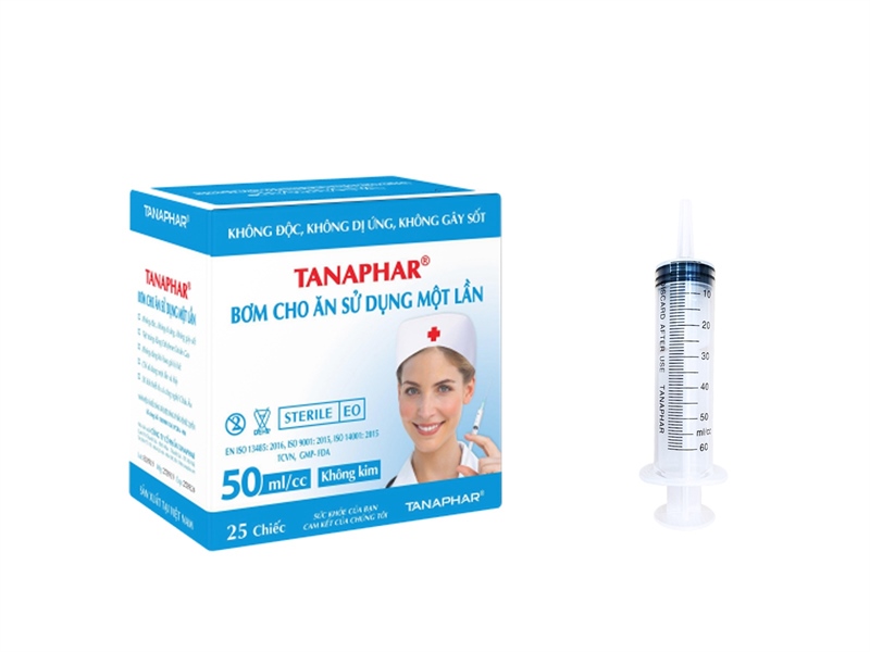 Bơm cho ăn 50ml/cc Tanaphar Bơm cho ăn sử dụng một lần (K*16H*25cái)
