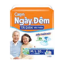Bỉm Caryn M/L (Tã dán ngày & đêm) Bịch 10 miếng - Diana