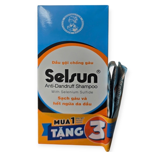 Dầu gội chống gàu Selsun Anti Dandruff Shampoo Rohto (Bộ KM MUA 1 dầu gội Selsun 100ml TẶNG 5 gói dầu xả Selsun 5ml) (Bộ)