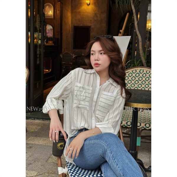 Áo sơ mi sọc form rộng