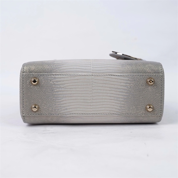 Túi Dior Lady xám trắng da thằn lằn (02-MA-0235) szmini (BQ) KG+