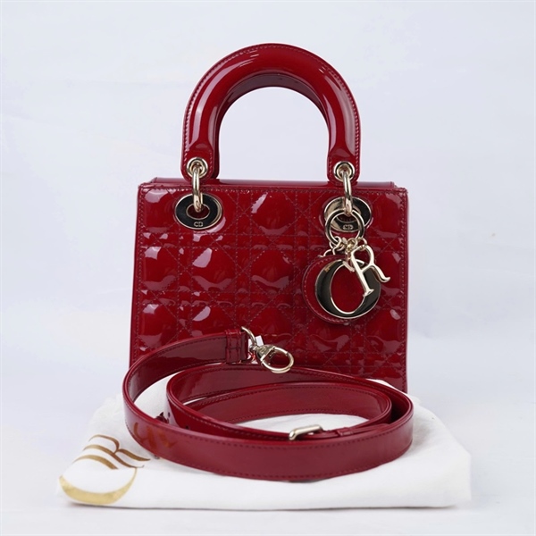 Túi Dior Lady đỏ bóng (15-BO-0250) szS (BQ) KG+