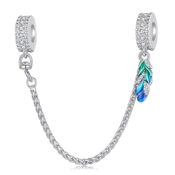 Charm Bamoer mặt dây chuyền bạc hình lá +