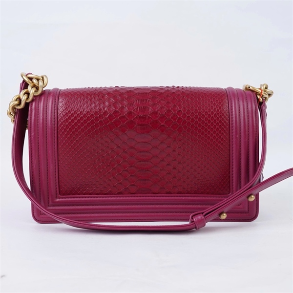 Túi Chanel Boy đỏ hồng da trăn (26447538) sz25 (BQ) KG+