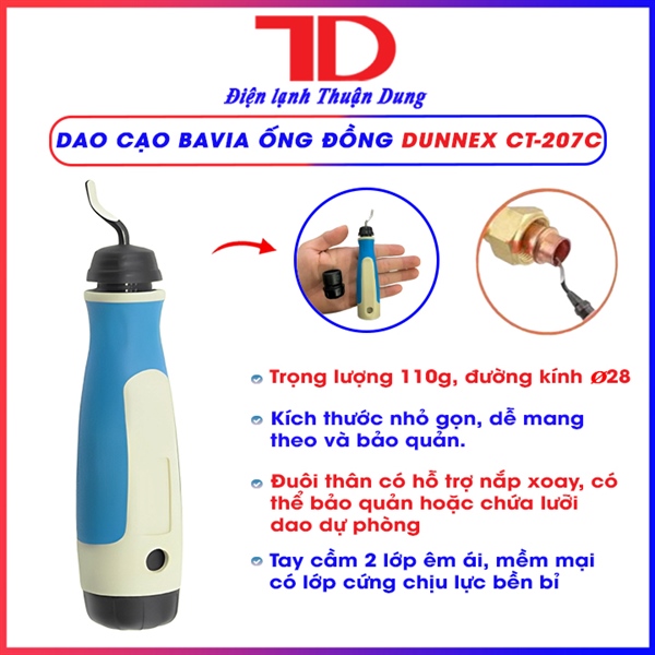 Cây cạo bavia ống đồng DUNNEX CT-207C, tay cầm nhựa ABS, PVC chống trượt (Thùng 100 cái)
