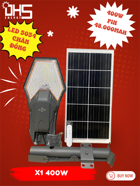 ĐÈN CÔNG TRÌNH NLMTCAO CẤP X1 400W --- Bộ đèn đường năng lượng mặt trời solar light 400W, gồm tấm pin và giá đỡ