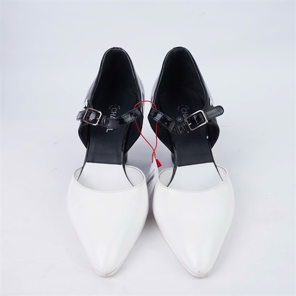 Giày Chanel đen pha trắng sz38,5 cao 7cm (HN) KG+