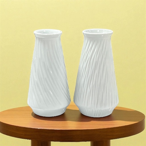 Bình hoa gốm sứ trắng khử dáng chày