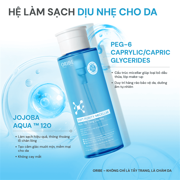 SOFT PURITY MICELLAR – Nước tẩy trang dịu nhẹ ORIBE giúp làm sạch bụi bẩn, dầu thừa, make up mà vẫn giữ lại độ ẩm trên da (300ml) 2