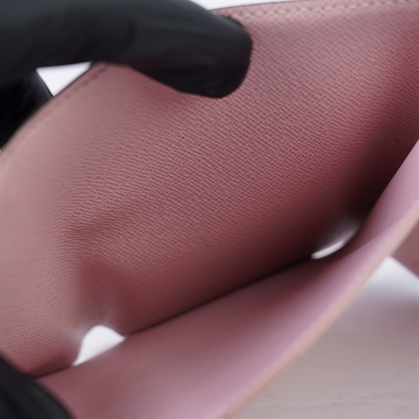 Ví LV hoa nâu gập 3 nút hồng (LT) KG+