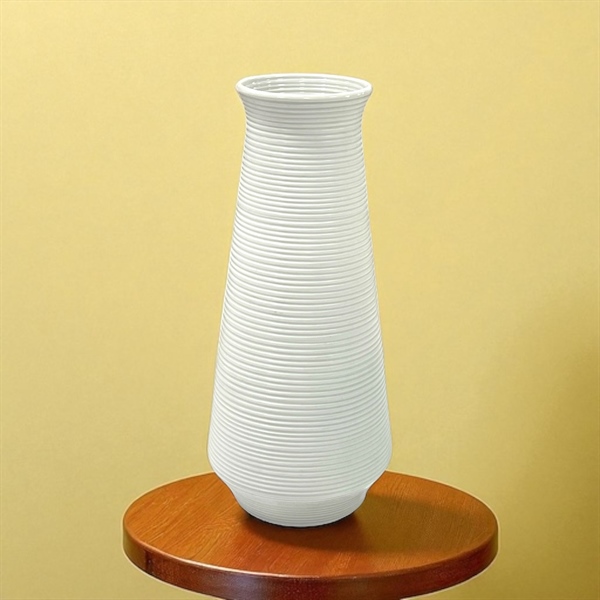 Bình hoa gốm sứ trắng dáng chày ganh ngang cao