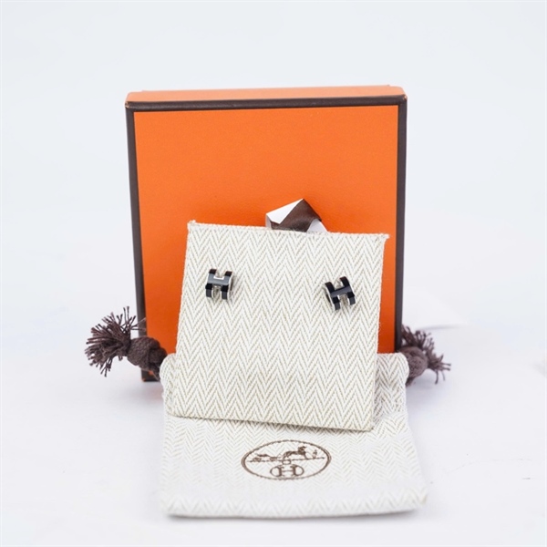 Bông tai Hermes đen (A-T) KG+