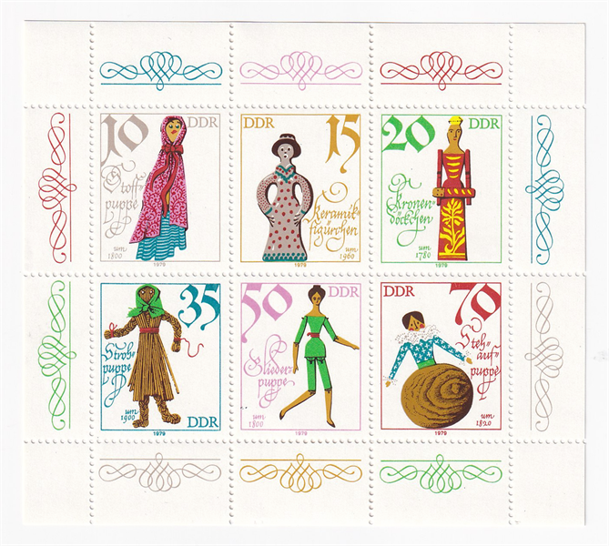 Tờ Tem Đông Đức - Búp Bê | DDR - Dolls 1979 (1) | Mint