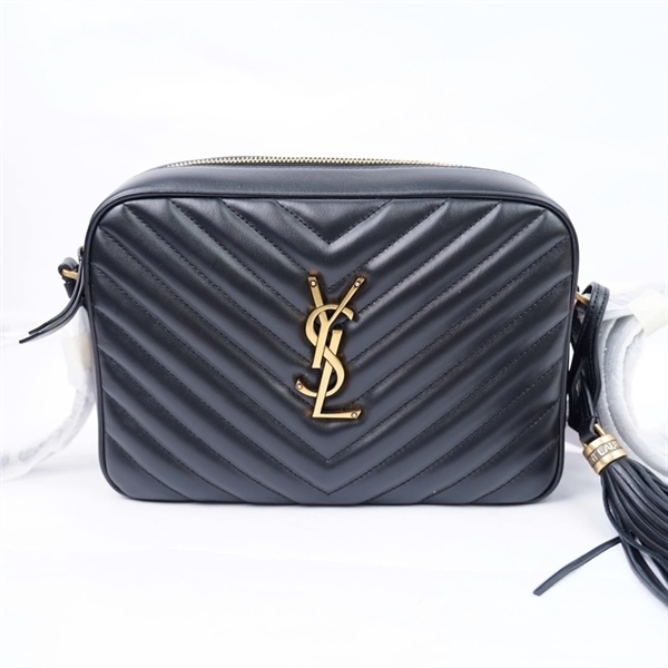 Túi YSL Loulou Camera đen logo vàng kèm charm (GUE612544-0222) sz23 KG+