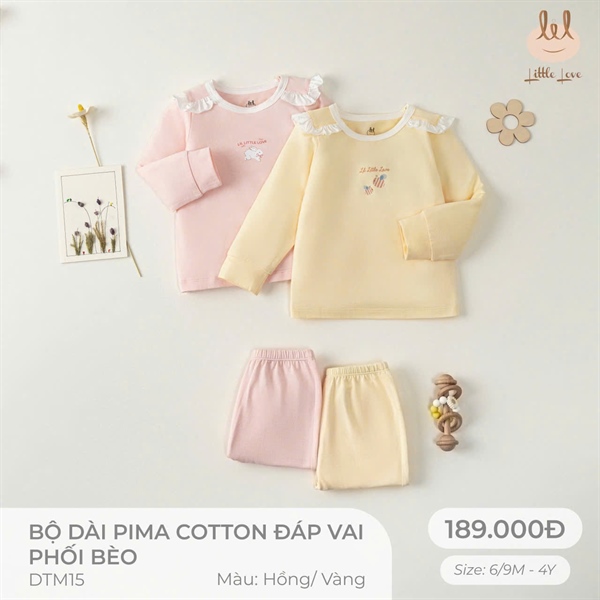 LiL Bộ dài Pima cotton đắp vai phối bèo
