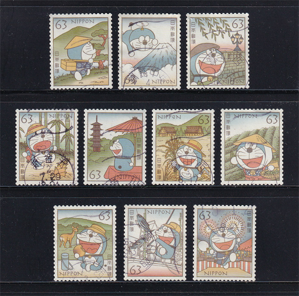 [ORDER - KHÔNG CÓ SẴN] Bộ 10 Tem Nhật Bản - Doraemon | Japan - Doraemon 63yen 2020 G253 (10) | Used/CTO