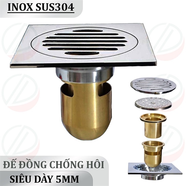 Phễu thoát sàn inox 304 đế đồng (I)