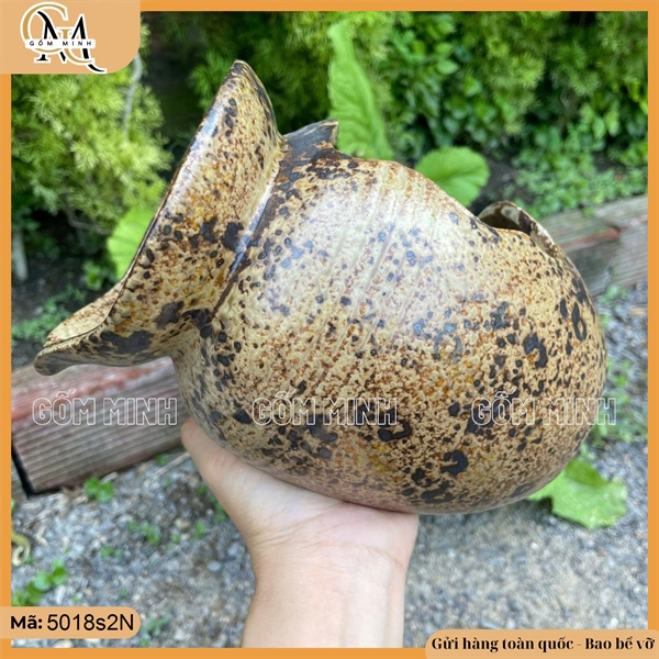 Bình gốm thác nước trang trí bể cá, hồ cá