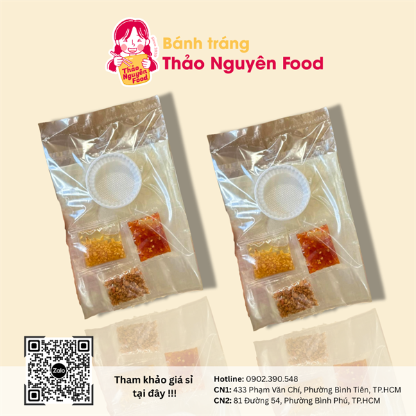 Bánh tráng vuông ủ bơ chấm ớt rim