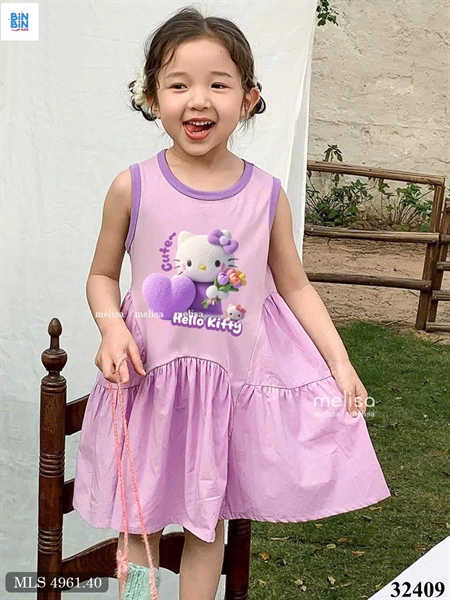 32409 - Đầm sát nách HELOO KITTY tím