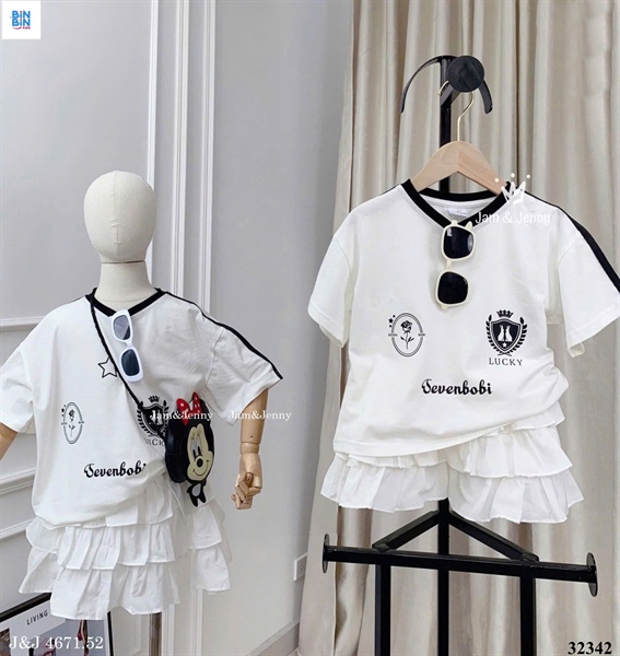 32342 - Set áo cổ đen + CV Trắng