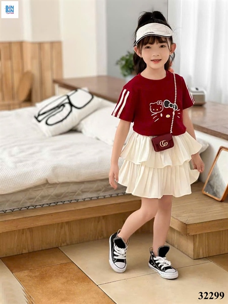 Set váy kitty đỏ + CV trắng