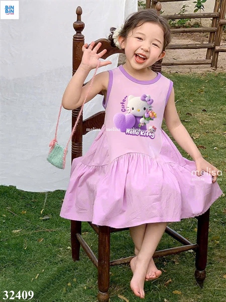 32409 - Đầm sát nách HELOO KITTY tím