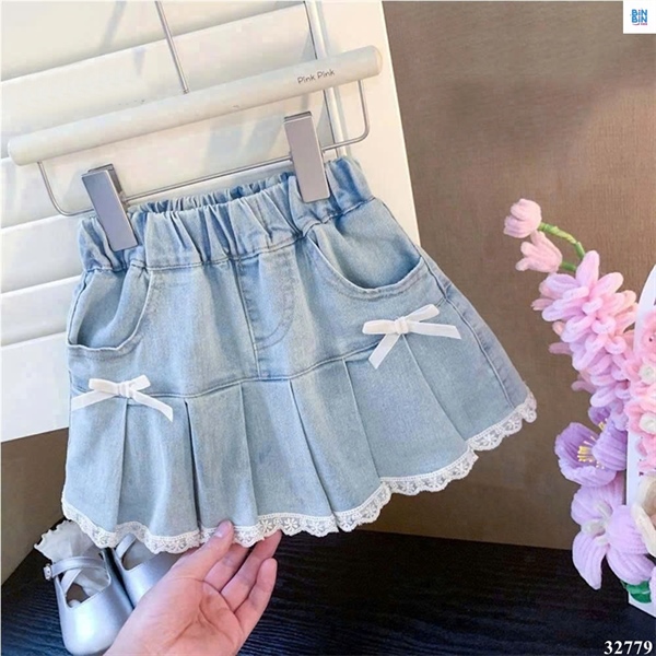 32779 - Chân váy Nexxi đính nơ xanh nhạt