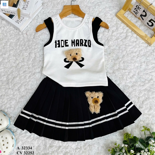 32252 - CV xếp ly gấu in chữ Xiaomabd