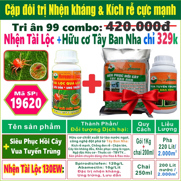 Combo Hữu cơ Kích rễ mạnh Tây Ban Nha + Nhện Tài Lộc 250ml. ***