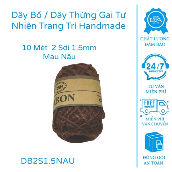 10 Mét Dây Bố / Dây Thừng Gai Tự Nhiên 2 Sợi 1.5mmMàu Nâu Trang Trí Handmade