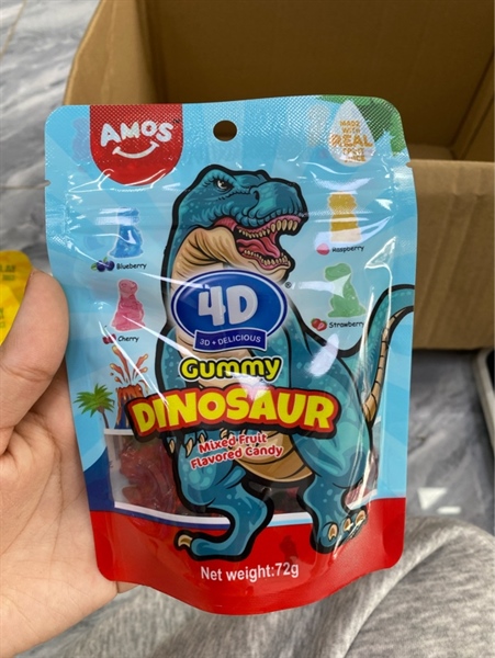 Kẹo Dẻo AMOS Gummy 4D Khủng Long 72g