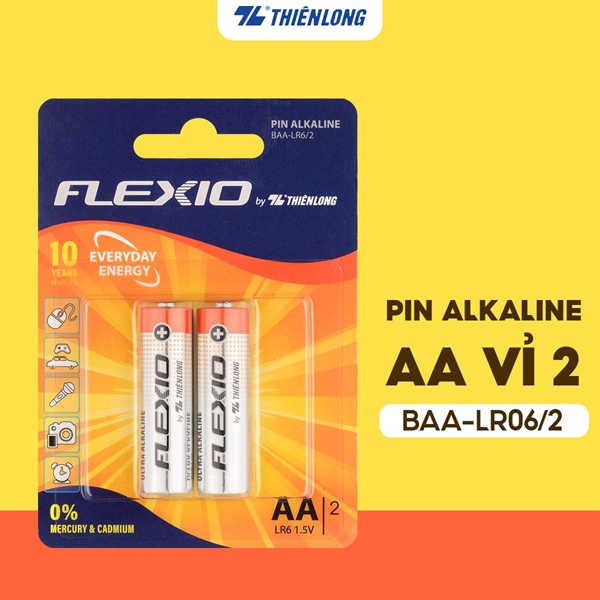 Pin Alkaline AA Thiên Long Flexio vỉ 2