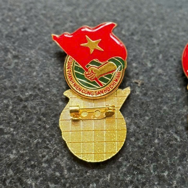 Huy hiệu đoàn kim loại mạ vàng phủ Epoxy