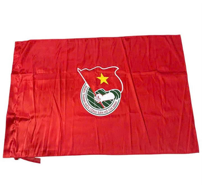 Cờ Đoàn thanh niên 80x120cm vải Sa tanh họa tiết in