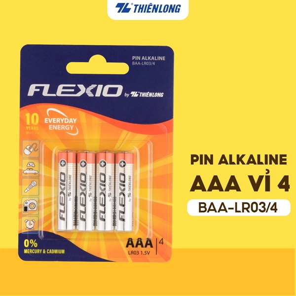 Pin Alkaline AAA Thiên Long Flexio vỉ 4