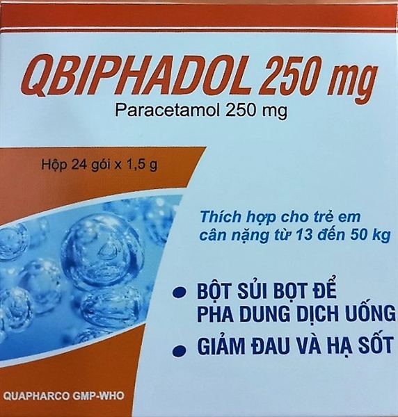 Qbiphadol 250mg (Paracetamol) (H*24 gói 1,5g) - Quảng Bình