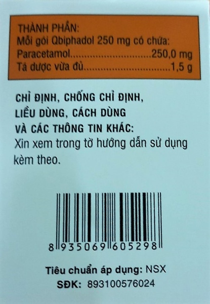 Qbiphadol 250mg (Paracetamol) (H*24 gói 1,5g) - Quảng Bình 2