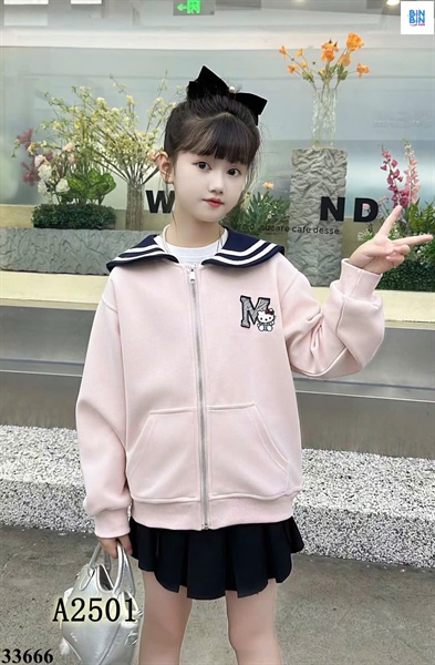 33666- Áo bomber kitty thủy thủ hồng M