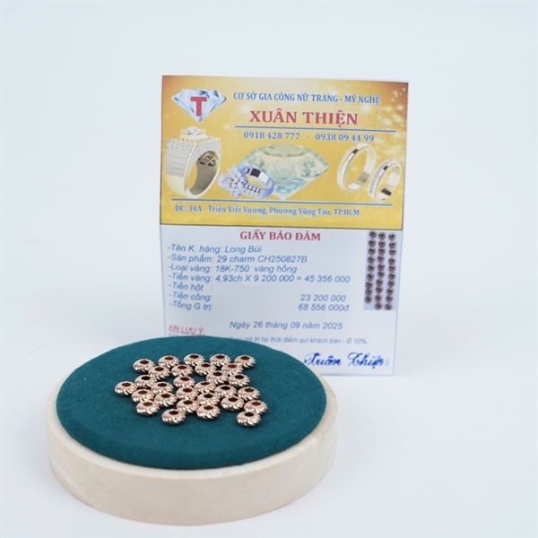 Charm vàng xoắn dẹp CH250827B +