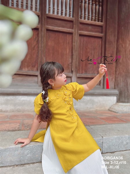 BG Áo dài hoa xuân (3-12y) vàng