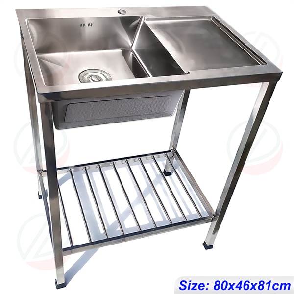 Chậu chén có chân Kazta CH8046 1 hộc 1 cánh (I)