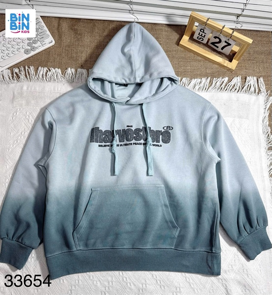 33654-Áo hoodie xanh loang túi