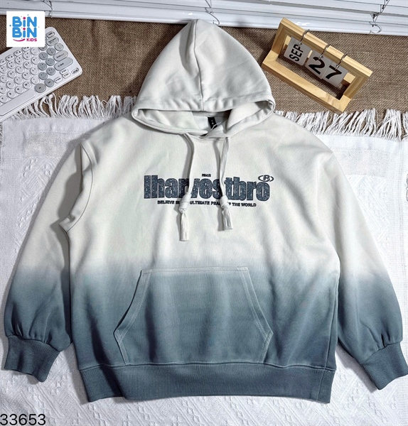 33653-Áo hoodie kem loang túi