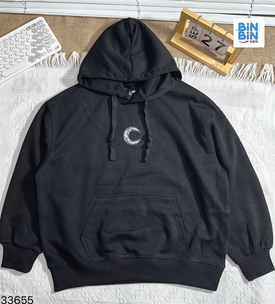 33655-Áo hoodie đen chữ C