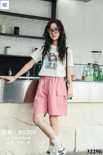 Set Áo in nơ xanh + CV 2 tầng Hồng