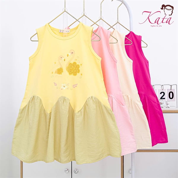 Đầm Bé Gái Thiên Nga Thêu Nổi Đẹp Size 4-14 | Bé 12-35kg