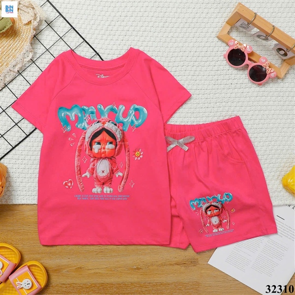 32310 - Bộ Thun Thỏ Tai Dài- Hồng Đậm